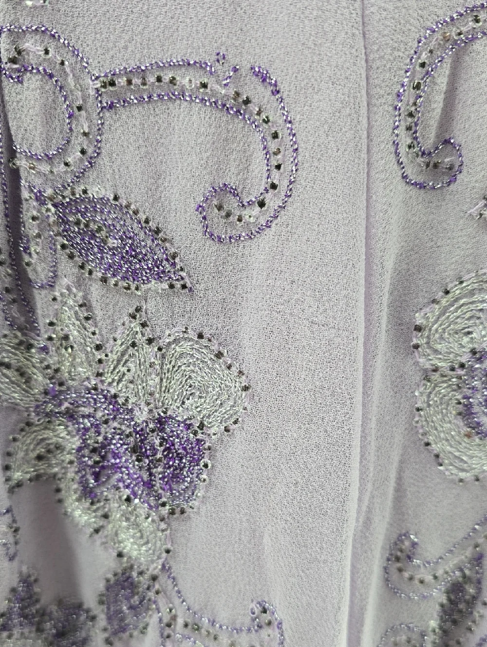 Nasty Fal Collection Beaded Embroidered Lavender Long-Sleeve Romper - Picture 7 of 12
